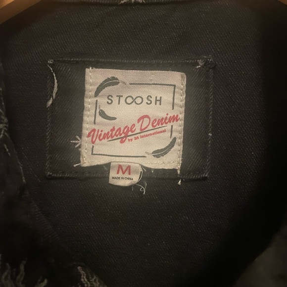 Stoosh denim crop jacket celestial print EUC - Picture 3 of 5
